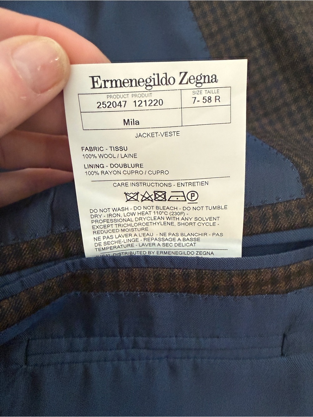 Ermenegildo Zegna Mila Wool Plaid Sport Coat Blazer 58R/US 48R Switzerland Brown - Picture 3 of 16